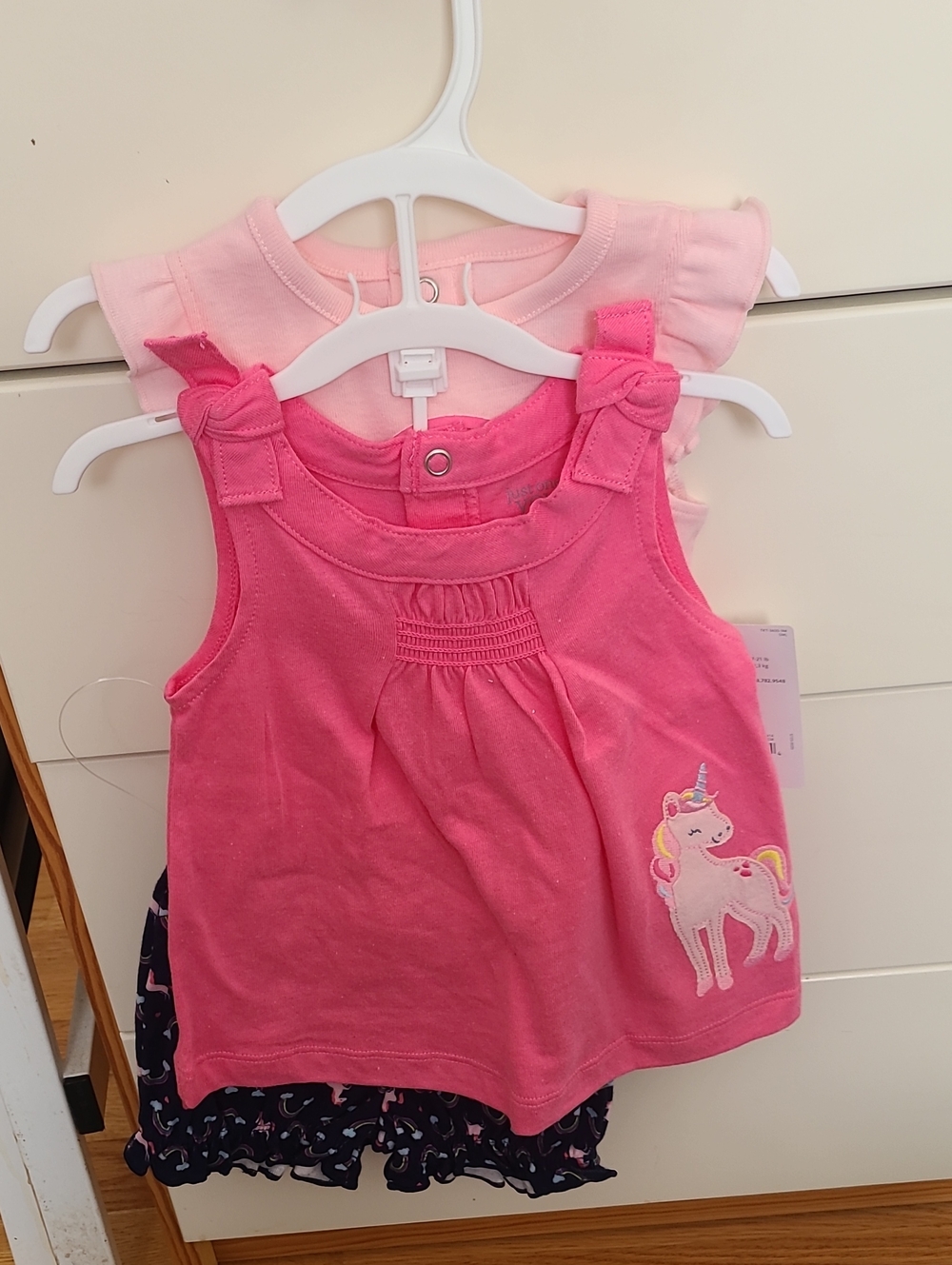 Carter's Pink Unicorn Tank Top with Knot Shoulder Details